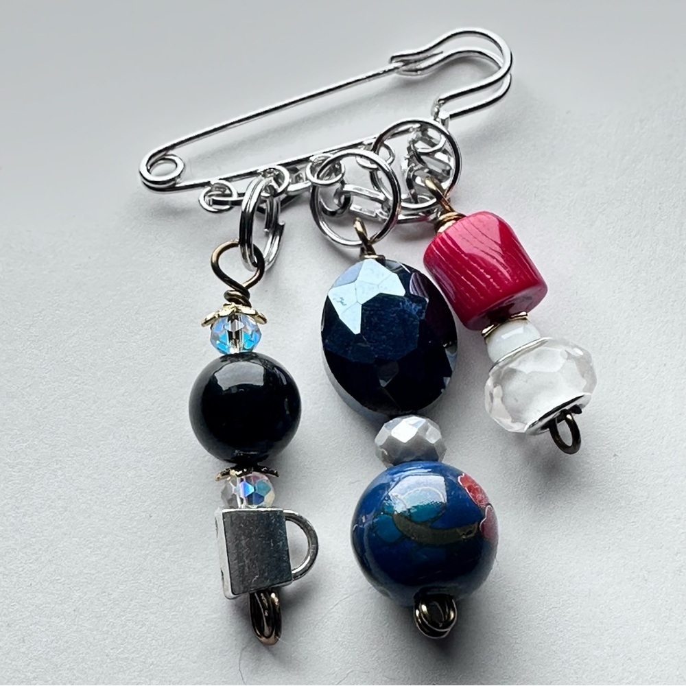 Brooch | Hand Crafted | Glass Beaded |  Pin Artisan Multicolor Wire-Wrapped OOAK